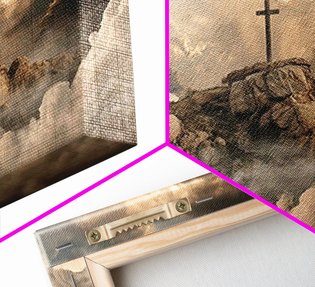 Crosslight Summit | Framed Canvas Print | Christian Art Canvas | Christian Wall Art | Large Christian Painting | Moody Christian Art | Chri