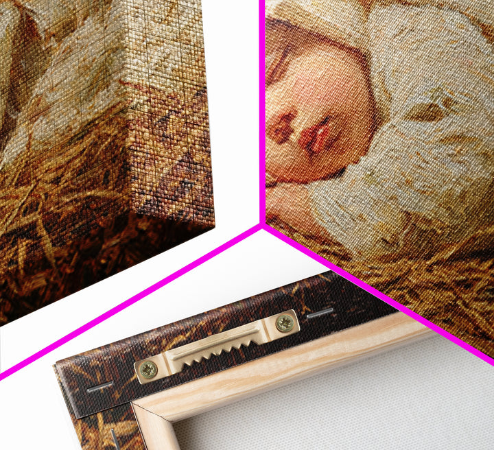 Manger Star Rest | Framed Canvas Print | Jesus Christmas Art | Christian Art Canvas | Vintage Christmas Art | Christian Wall Art | Christma