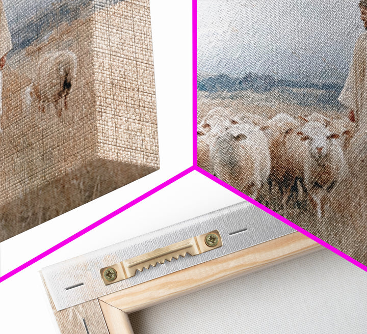Gentle Shepherd Light | Framed Canvas Print | Christian Art Canvas | Jesus Painting | Christian Wall Art | Christmas Art