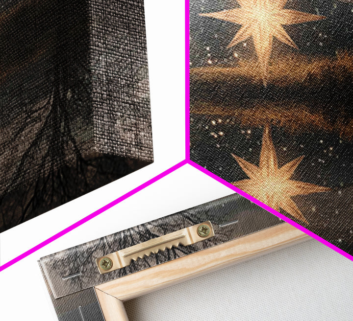 Guiding Star Glow – Framed Canvas Print – Christian Wall Art – Christian Christmas Art – Jesus Painting – Modern Christian Art – Christmas