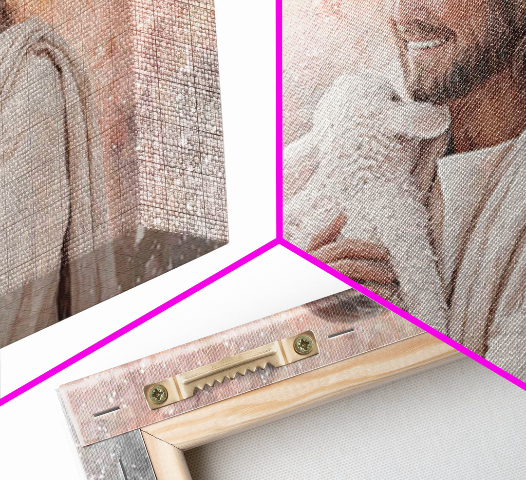 Joyful Shepherd Love | Framed Canvas Print | Jesus Canvas Art | Christian Wall Art | Christian Art Work | Christian Decor | Christian Gift