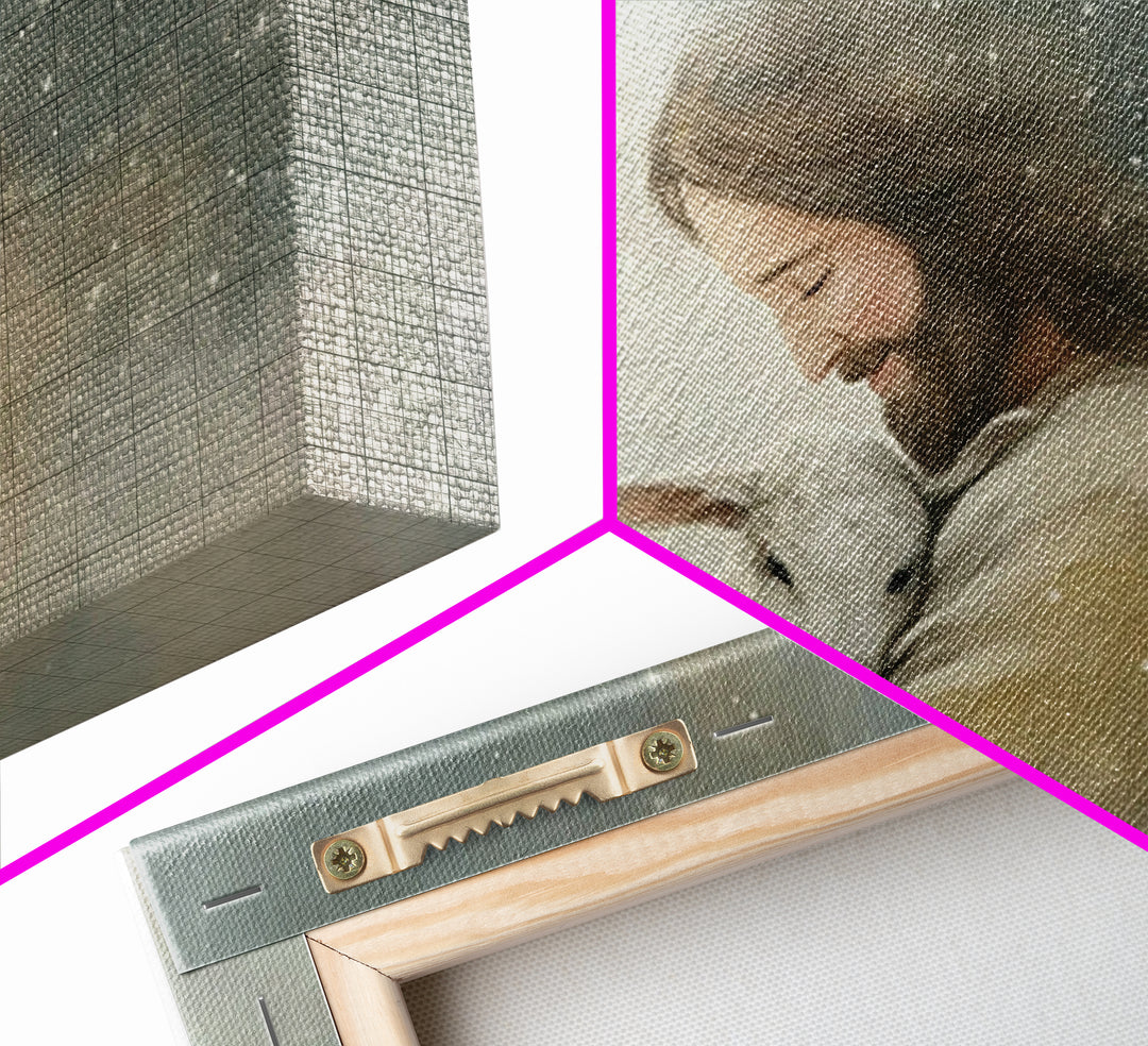 Tender Shepherd Glow, Framed Canvas Print, Christian Art Canvas, Jesus Painting, Christian Wall Art, Christian Gift, Subtle Christian Paint