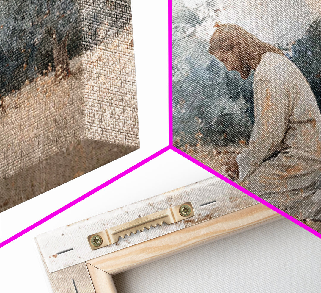 Olive Grove Reverence | Framed Canvas Print | Christian Art Canvas | Jesus Painting | Vintage Christian Art | Christian Wall Art | Christia