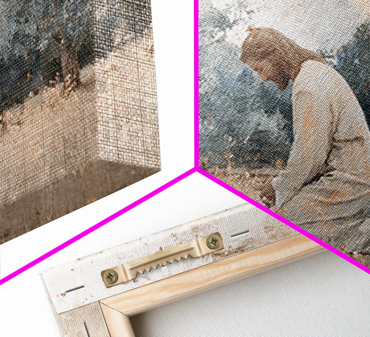 Olive Grove Reverence | Framed Canvas Print | Christian Art Canvas | Jesus Painting | Vintage Christian Art | Christian Wall Art | Christia