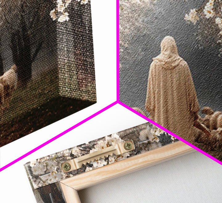 Blooming Shepherd Path – Framed Canvas Print – Christian Art Canvas – Christian Painting – Jesus Painting – Christian Wall Art – Vintage Ch