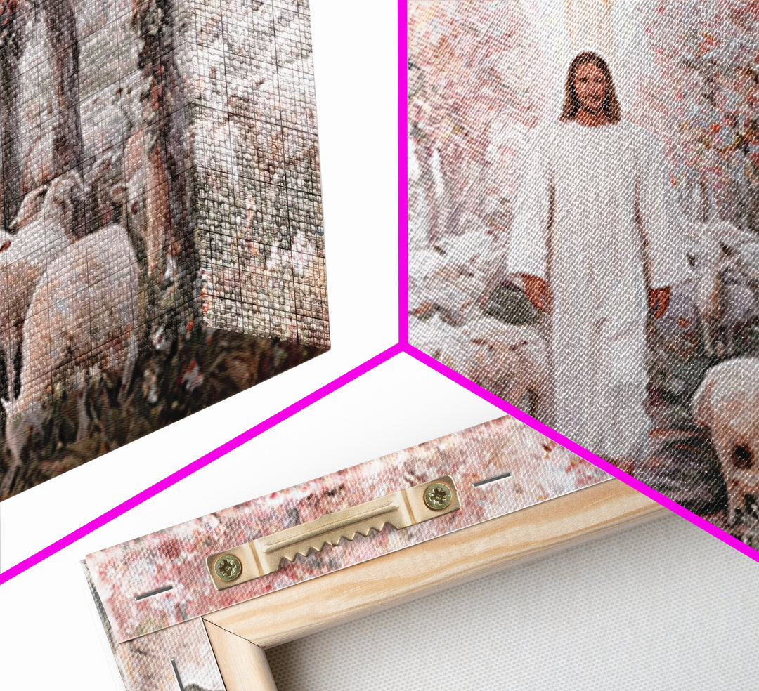 Fields Of His Care, Framed Canvas Print, Christian Wall Art, Jesus Painting, Christian Art Canvas, Vintage Christian Painting, Christian De
