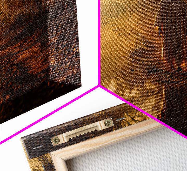 Golden River Peace, Framed Canvas Print, Jesus Painting, Christian Wall Art, Christian Art Canvas, Modern Christian Art
