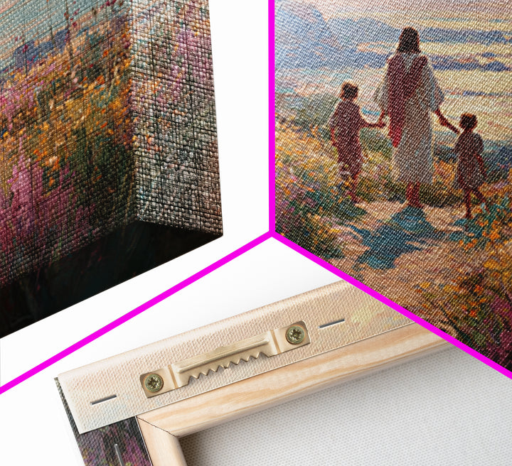 Wildflower Journey, Framed Canvas Print, Christian Art Canvas, Jesus Painting, Christian Wall Art, Modern Christian Art