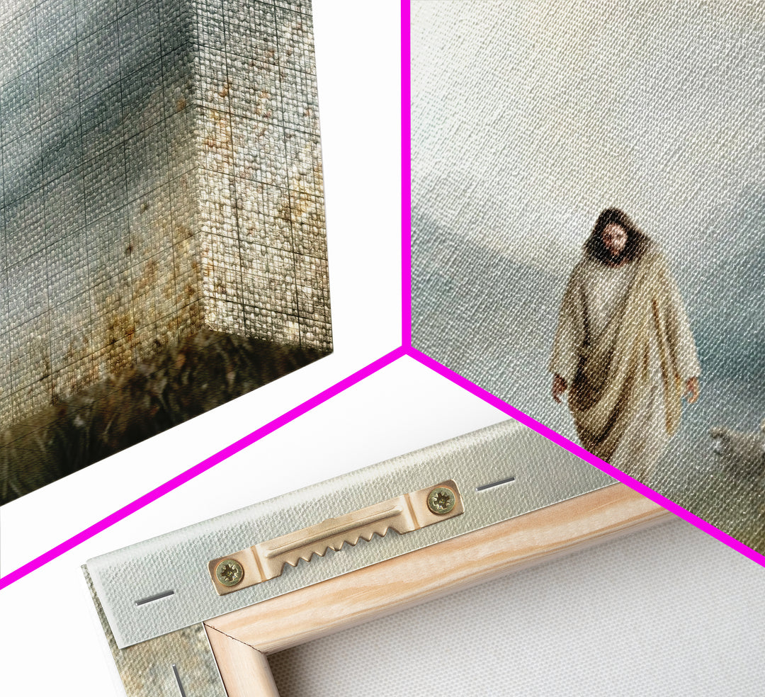 Evening Flock, Framed Canvas Print, Christian Wall Art, Jesus Painting Canvas, Moody Christian Art, Christian Decor, Large Christian Painti