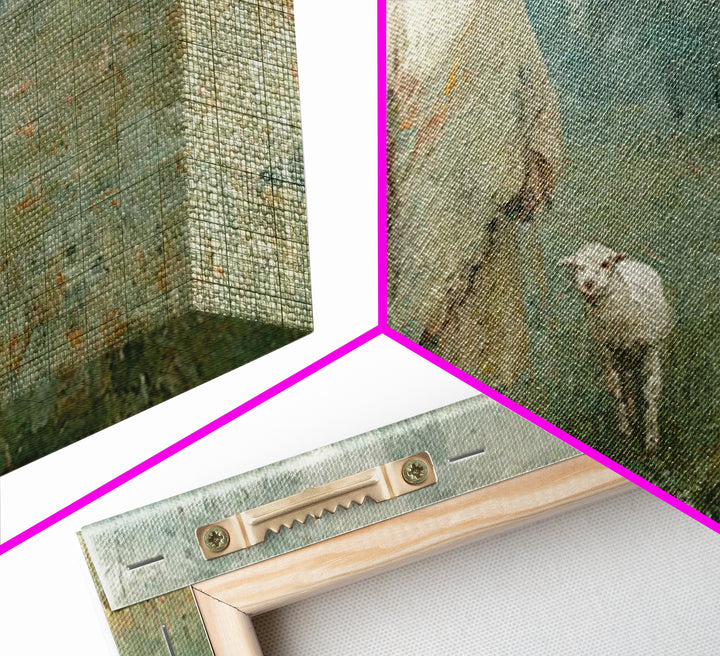 Pasture Serenity | Framed Canvas Print | Christian Wall Art | Jesus Painting | Christian Art Canvas | Vintage Christian Painting | Christia