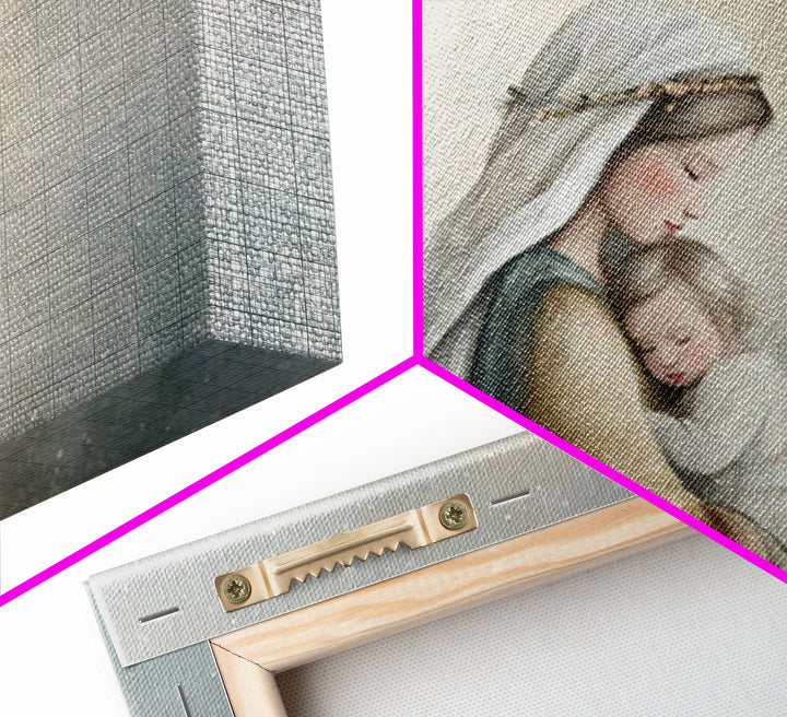 Motherly Light, Framed Canvas Print, Christian Wall Art, Mary And Jesus Painting, Christian Art Canvas, Large Christian Art, Modern Christi