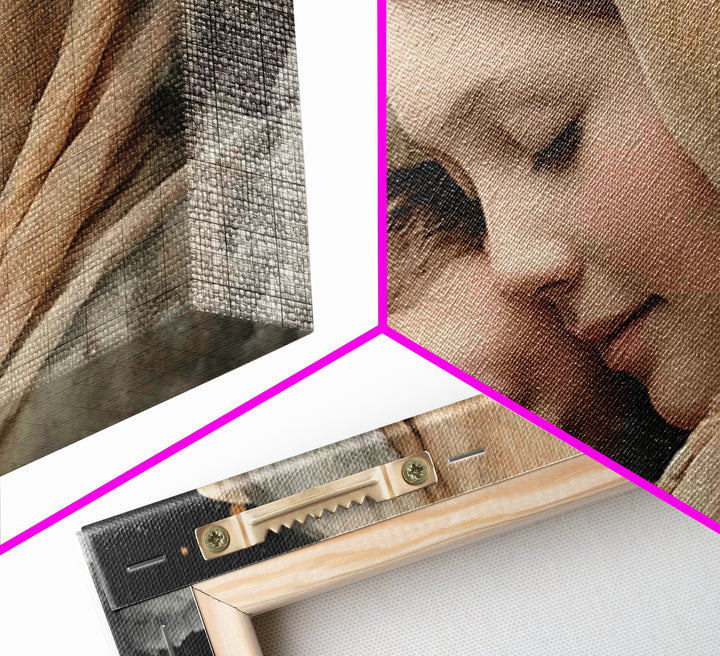 Divine Tenderness | Framed Canvas Print | Christian Art | Christian Art Canvas | Mary And Jesus Painting | Christian Wall Art