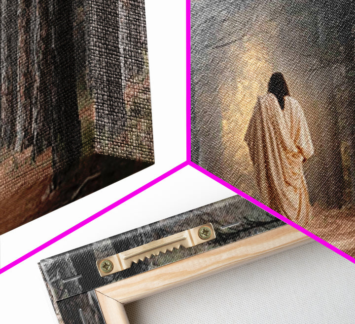 Woodland Savior Steps – Framed Canvas Print – Christian Art Canvas – Christian Wall Art – Jesus Painting – Christian Gift Ideas – Christian