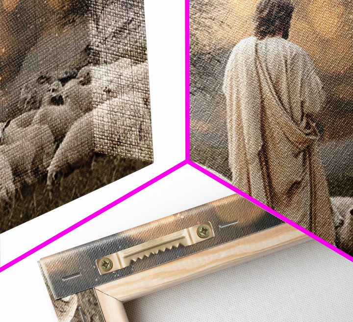 Twilight Pasture Watch | Framed Canvas Print | Christian Art Canvas | Jesus Painting | Christian Wall Art | Moody Christmas Art | Christian