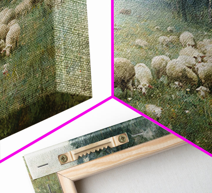 Hillside Shepherd Calm | Framed Canvas Print | Christian Art Print | Christian Wall Art | Jesus Painting | Vintage Christian Art | Christia