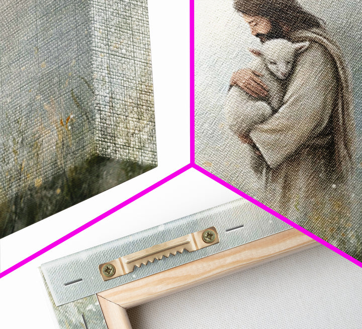 Gentle Shepherd Love – Framed Canvas Print – Jesus Painting – Christian Art Canvas – Christian Wall Art – Christian Gift Ideas – Christian