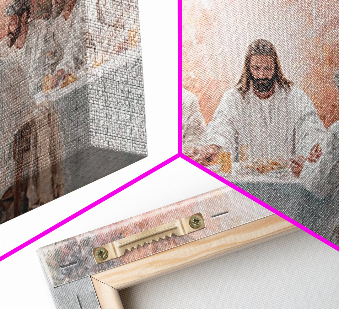 Heavenly Supper - Framed Canvas Print - Christian Art Canvas - Christian Wall Art - Modern Jesus Art - Christian Christmas Art - Christian