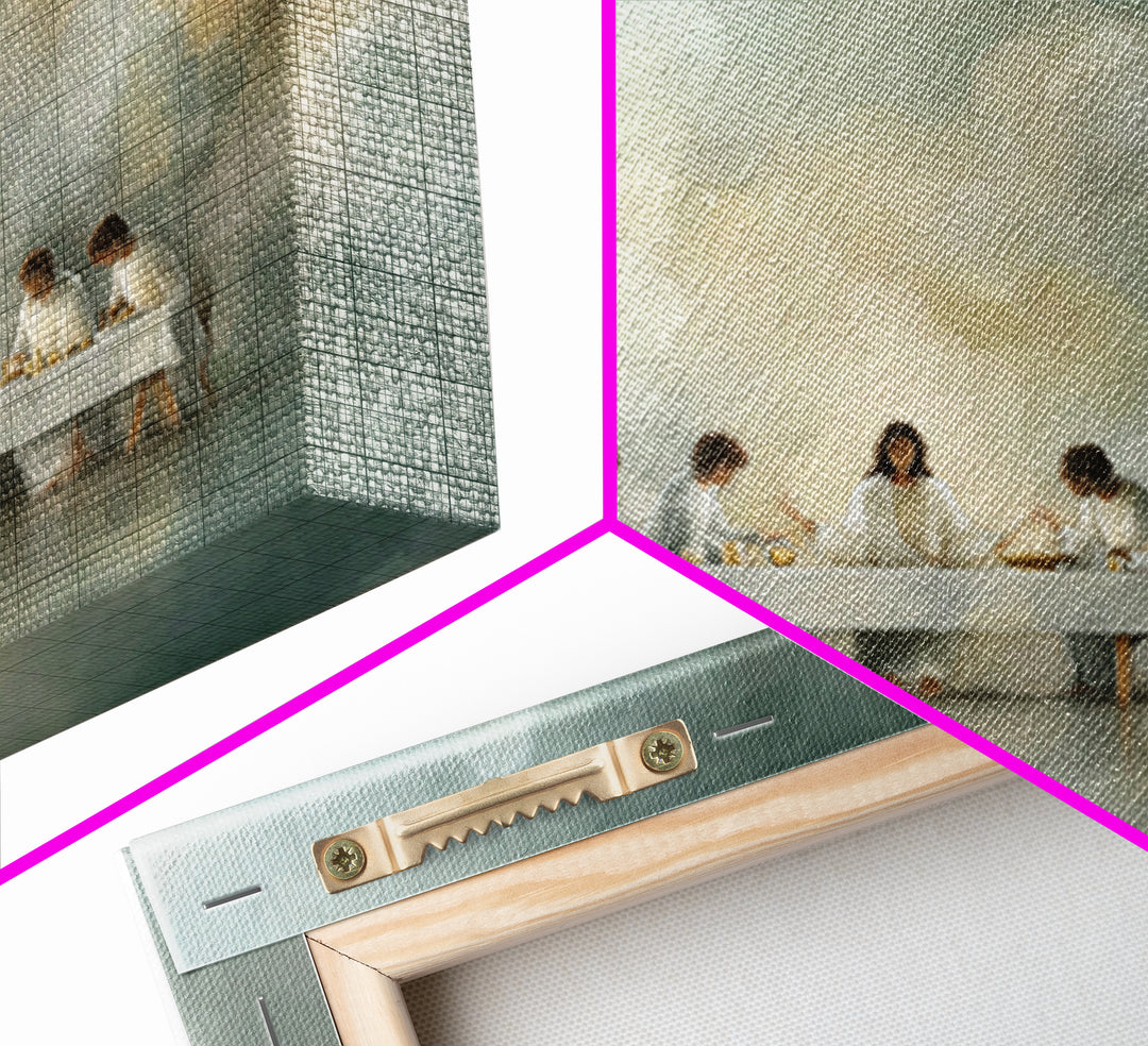 Celestial Supper Peace – Framed Canvas Print – Christian Art Print – Abstract Christian Art – Christian Wall Art – Jesus Painting – White C