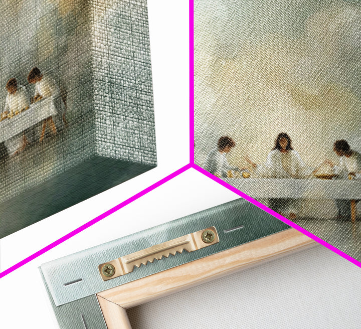 Celestial Supper Peace – Framed Canvas Print – Christian Art Print – Abstract Christian Art – Christian Wall Art – Jesus Painting – White C