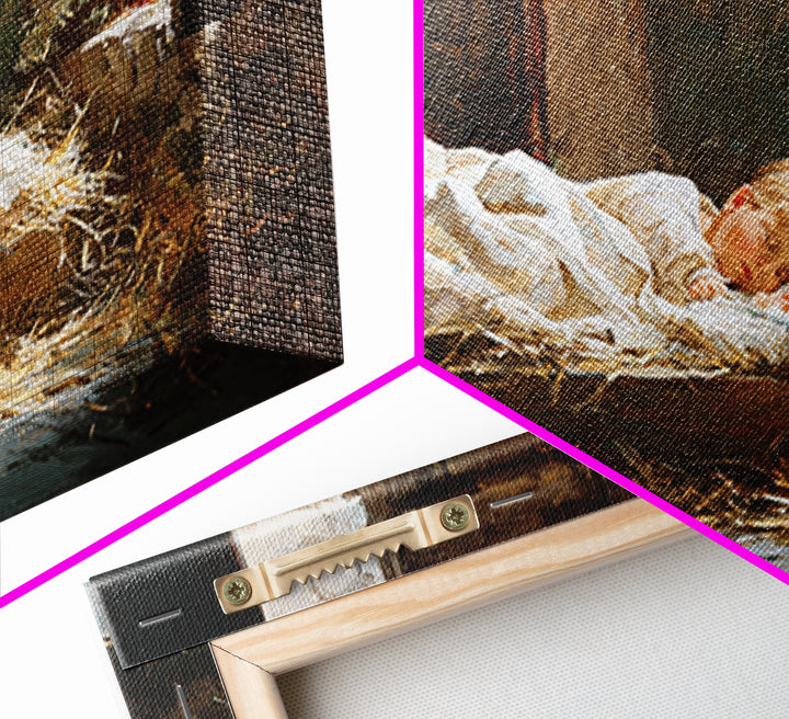 Gentle Nativity Hush | Framed Canvas Print | Christian Art Print | Christmas Wall Art | Jesus Art Print | Subtle Christian Art | Christian
