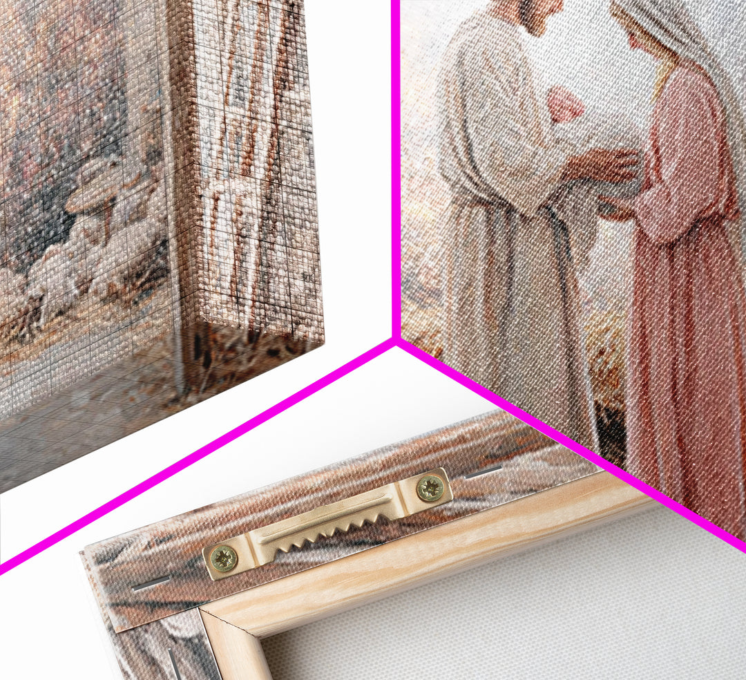 Holy Nativity Light | Framed Canvas Print | Christian Art Canvas | Christmas Art | Christian Wall Art | Jesus Christmas Art | Christian Gif