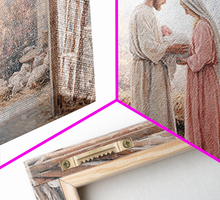 Holy Nativity Light | Framed Canvas Print | Christian Art Canvas | Christmas Art | Christian Wall Art | Jesus Christmas Art | Christian Gif