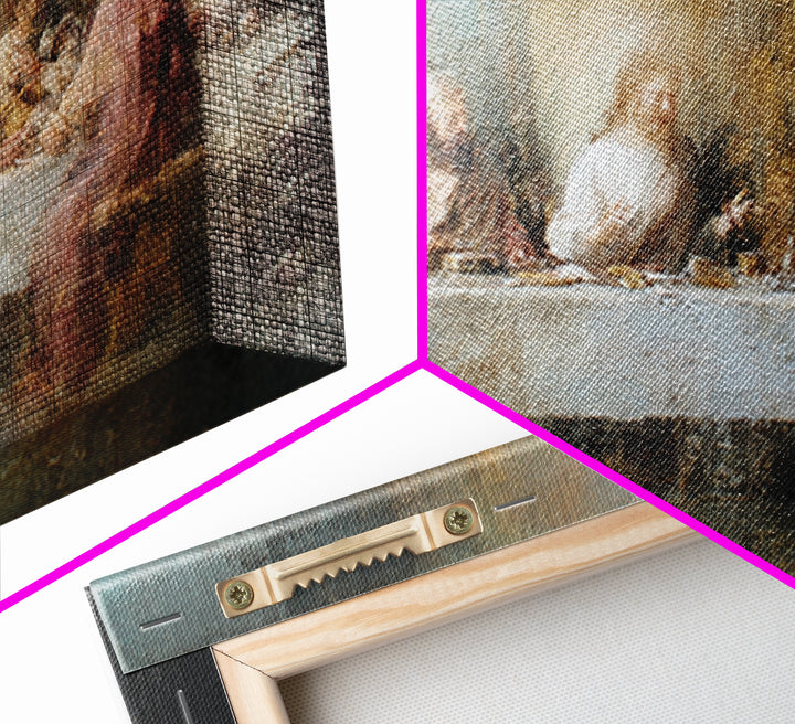 Last Supper Reverence, Framed Canvas Print, Christian Wall Art, Christian Art Canvas, Christian Painting, Vintage Christian Art, Christian