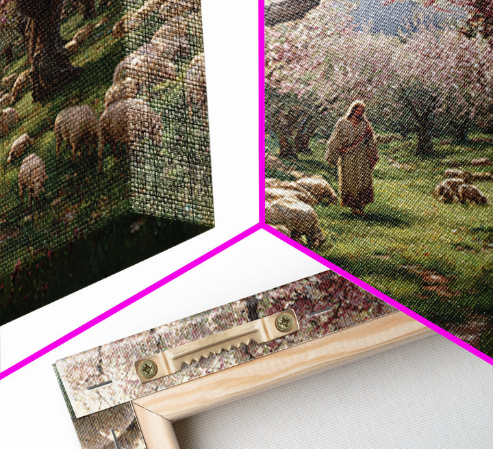 Shepherd’s Garden – Framed Canvas Print – Jesus Painting – Christian Wall Art – Christian Art Canvas – Pastoral Scenery – Christian Christm
