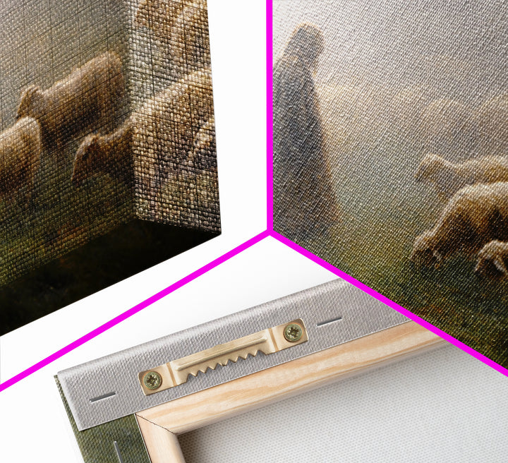 Guiding Shepherd Light, Framed Canvas Print, Christian Wall Art, Jesus Art Print, Large Jesus Painting, Christian Art Work, Subtle Christia