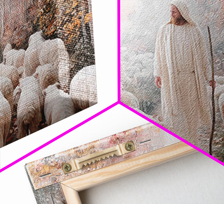 The Gentle Shepherd | Framed Canvas Print | Christian Art Canvas | Christmas Wall Art | Christian Gift Ideas | Jesus Painting | Vintage Chr