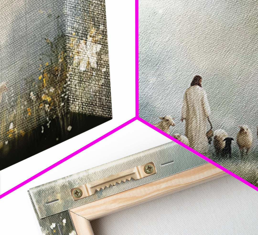 Garden Of The Shepherd, Framed Canvas Print, Christian Art Canvas, Jesus Painting, Christian Wall Art, Christian Art Prints, Christian Gift