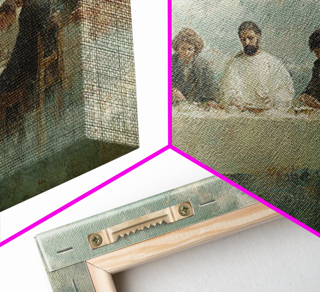 Heavenly Table Gathering – Framed Canvas Print – Christian Art Canvas – Modern Christian Painting – Jesus Wall Art – Christian Decorations