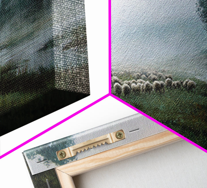 Misty River Flock | Framed Canvas Print | Christian Wall Art | Christian Painting | Christian Art Canvas | Subtle Christian Art | Christian