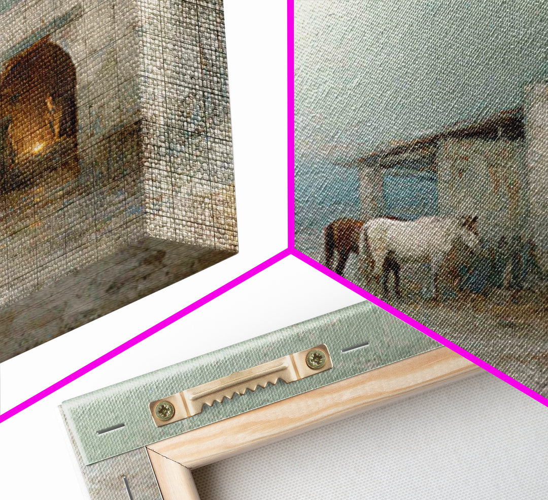 Pastoral Bethlehem Night – Framed Canvas Print – Christian Art Canvas – Christian Wall Art – Jesus Painting – Christmas Art Prints – Christ