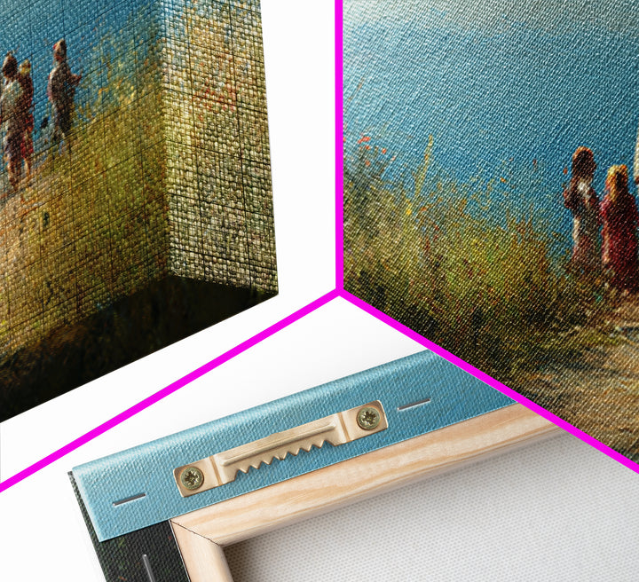 Shoreline Blessing – Framed Canvas Print – Jesus Painting – Christian Wall Art – Christian Art Canvas – Christian Decor – Modern Christian
