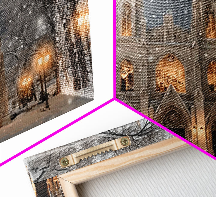 Winter Chapel Brilliance, Framed Canvas Print, Christian Christmas Art, Christmas Wall Art, Christian Art Canvas, Framed Christmas Art, Chr