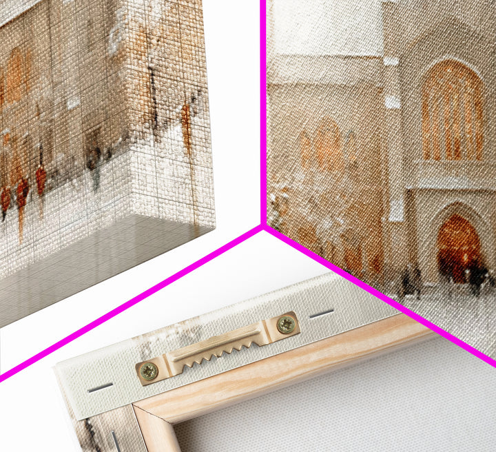 Snowlit Cathedral Eve – Framed Canvas Print – Christmas Wall Art – Christian Christmas Art – Christian Art Canvas – Framed Christmas Art –