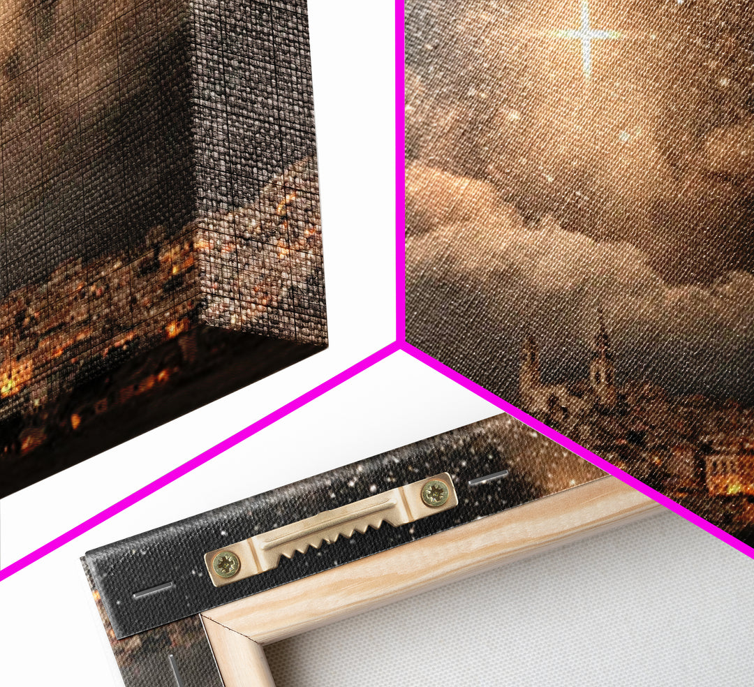 Star Over The City, Framed Canvas Print, Christian Wall Art, Christmas Art, Christian Art Canvas, Christian Christmas Art, Christian Gift I