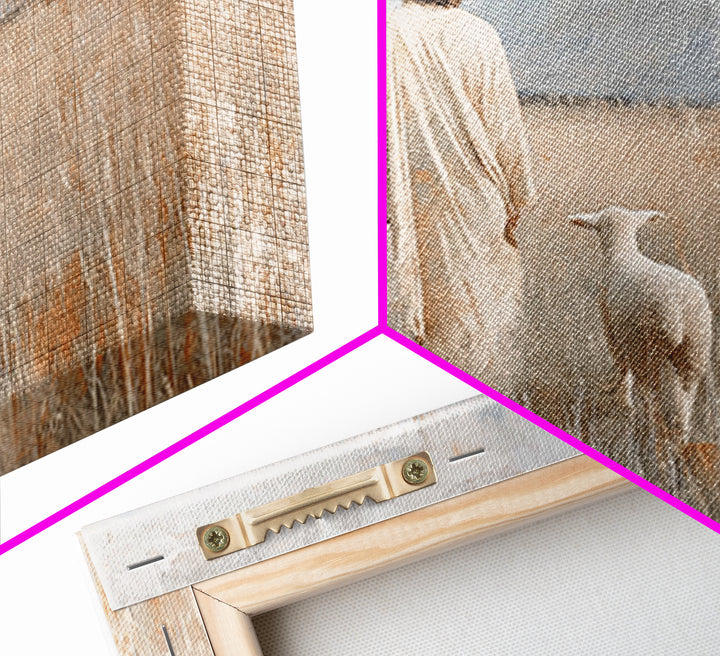 Gentle Shepherd Dawn - Framed Canvas Print - Christian Wall Art - Jesus Painting - Christian Art Canvas - Christian Decor - Pastoral Scener