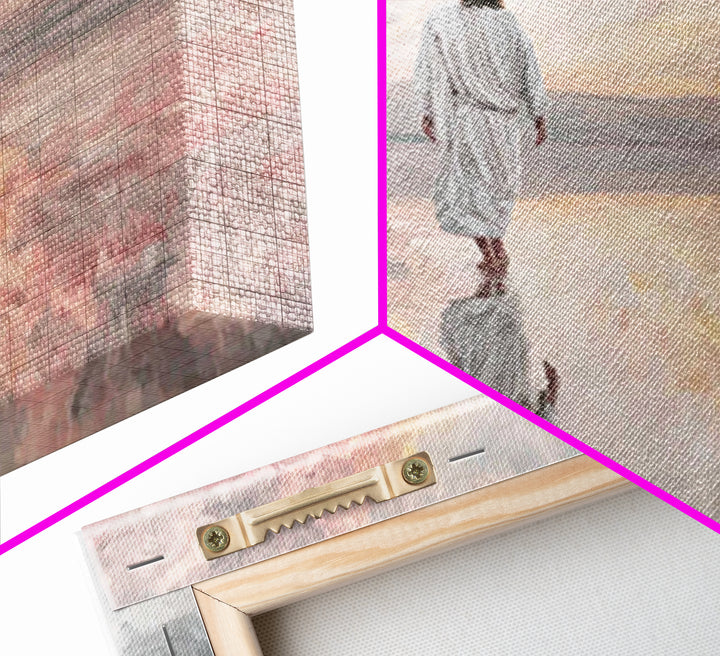 Heavenly Shore Walk - Framed Canvas Print - Christian Art Canvas - Christian Wall Art - Jesus Painting - Christian Gift Ideas - Modern Chri