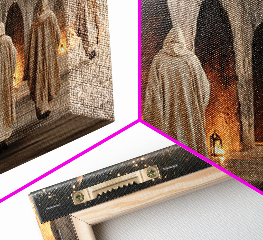 Midnight Pilgrims | Framed Canvas Print | Christian Painting | Christian Wall Art | Christian Decor | Christian Art Canvas | Christmas Art