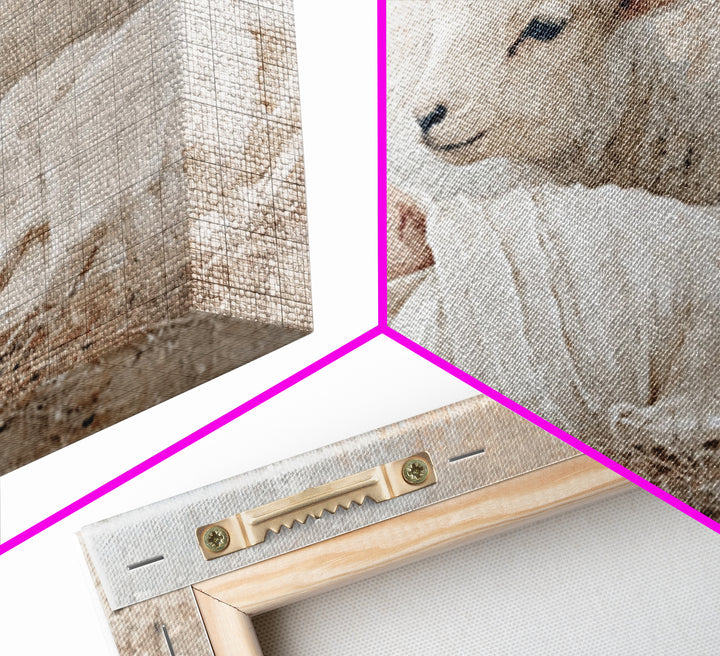 Little Lamb Grace, Framed Canvas Print, Christian Wall Art, Christian Art Canvas, Christmas Art, Christian Painting