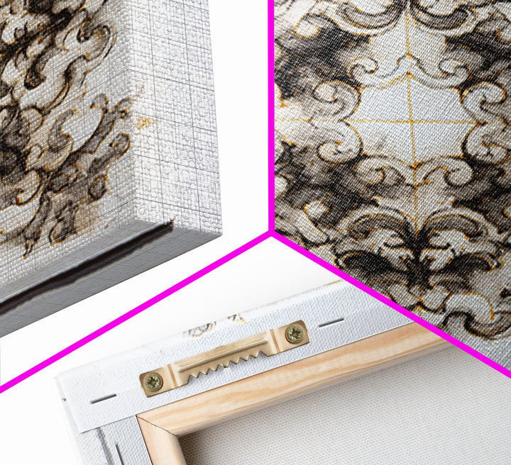 Baroque Scrollwork Made from Looping Pen Strokes Canvas Print, Calligraphy Art, Printable Wall Art, Living Room Decor, Script, CAL-1x1-36