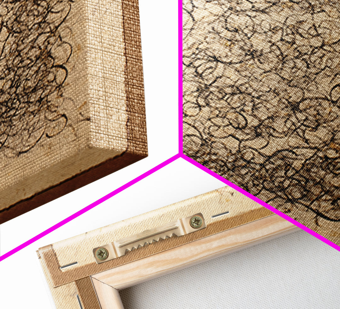 Baroque Scrollwork Made from Looping Pen Strokes Canvas Print, Calligraphy Art, Japanese Decor, Living Room Decor, Script, CAL-1x1-84