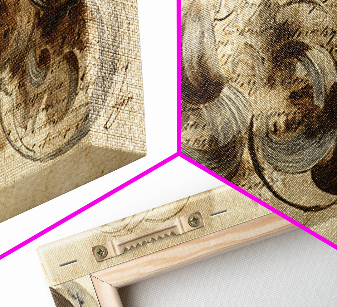 Baroque Scrollwork Made from Looping Pen Strokes Canvas Print, Calligraphy Art, Contemporary Art, Living Room Decor, Script, CAL-2x1-32