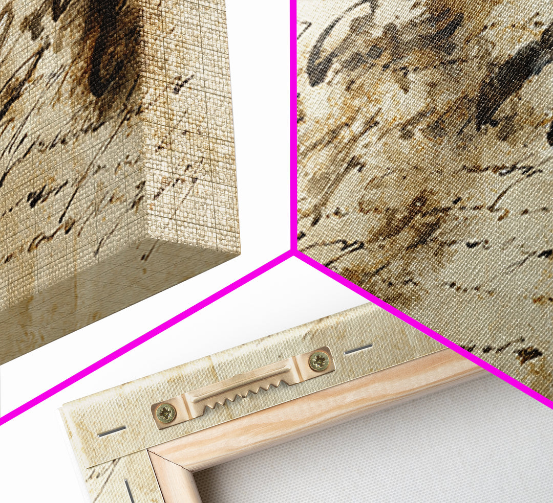 Expressive Musical Rhythm Painted as Ink Strokes Canvas Print, Calligraphy Art, Textured Painting, Living Room Decor, Script, CAL-2x1-44