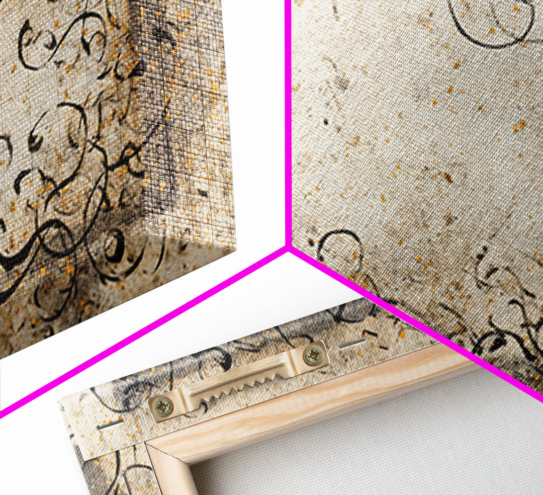 Ornamental Frame of Flourished Pen Curves Canvas Print, Calligraphy Art, Room Decor, Living Room Decor, Fine Art, Script, CAL-2x1-62
