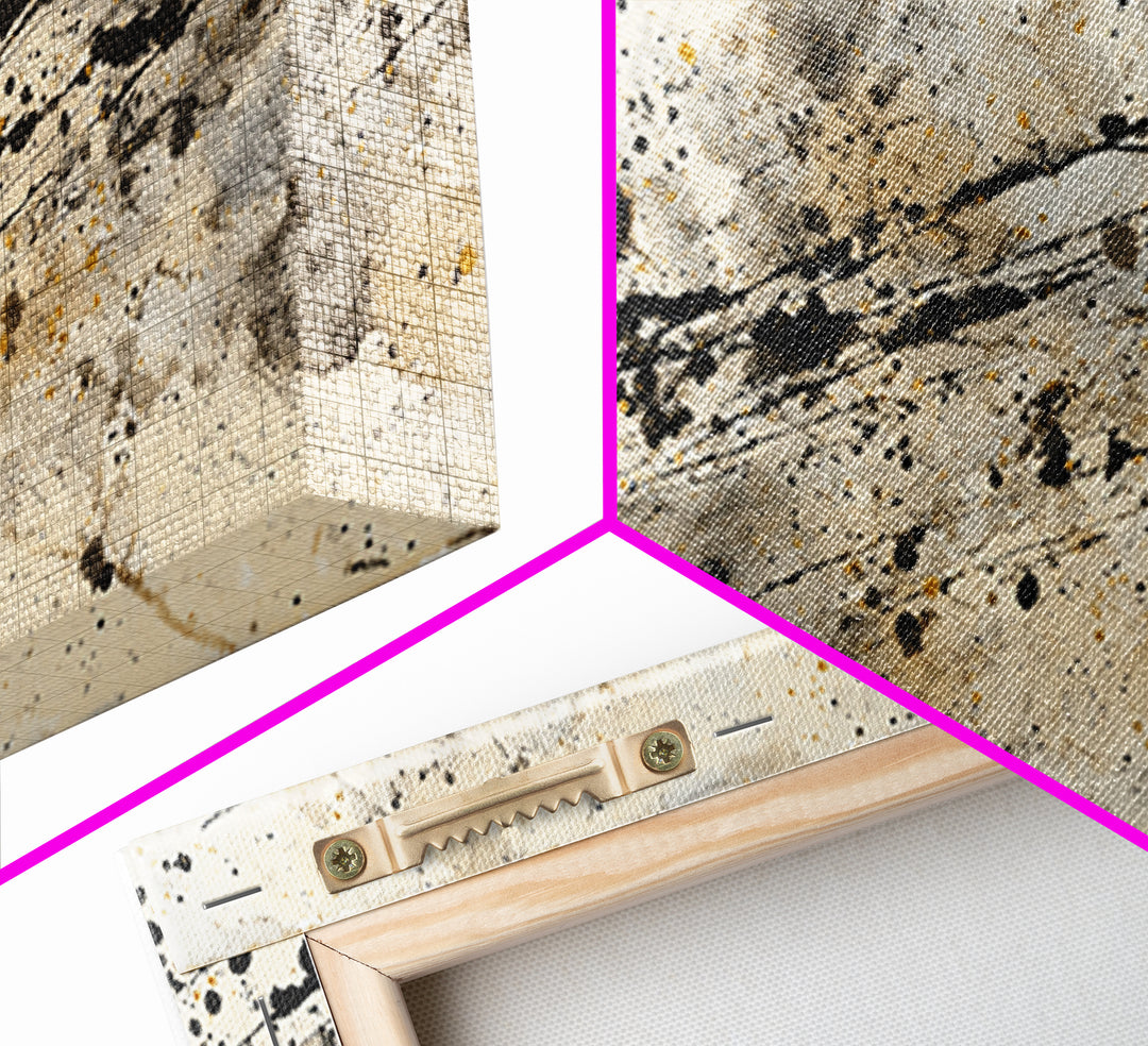Ink Splatter and Long Brushstroke Composition Canvas Print, Calligraphy Art, Living Room Wall Art, Living Room Decor, Script, CAL-2x1-84