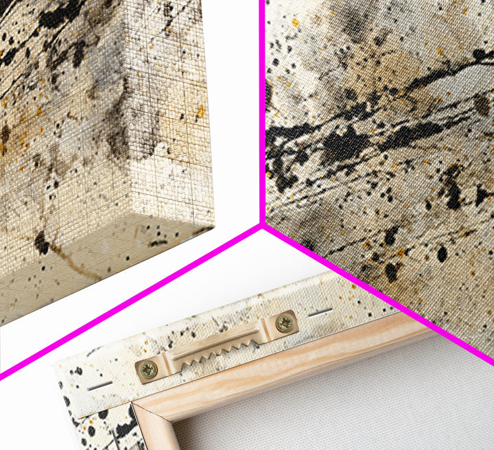 Ink Splatter and Long Brushstroke Composition Canvas Print, Calligraphy Art, Living Room Wall Art, Living Room Decor, Script, CAL-2x1-84