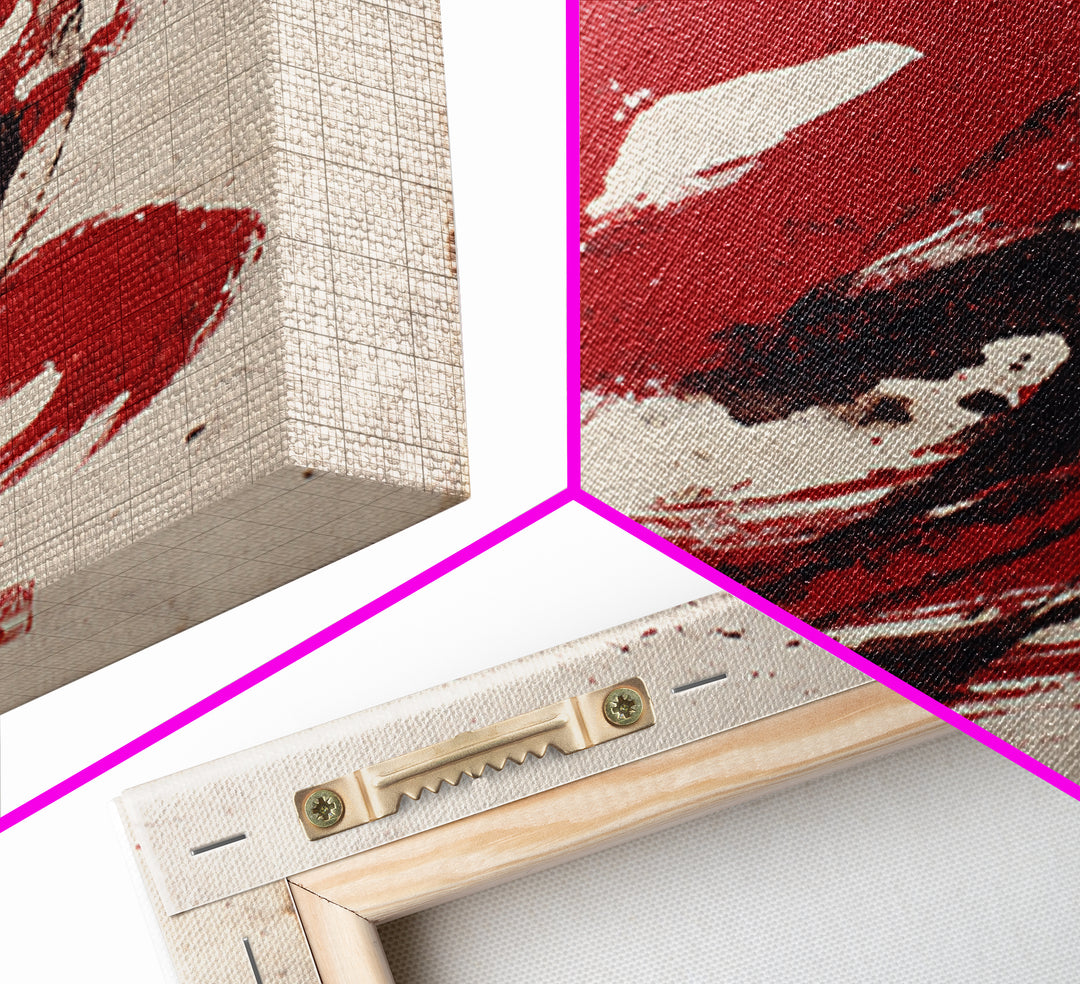 Bold Red Brushstroke Seal Abstraction Canvas Print, Calligraphy Art, Calligraphy, Living Room Decor, Fine Art, Script, CAL-2x3-99